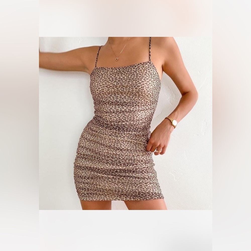 Le Lis Tan Bodycon Mini Dress for Night Out